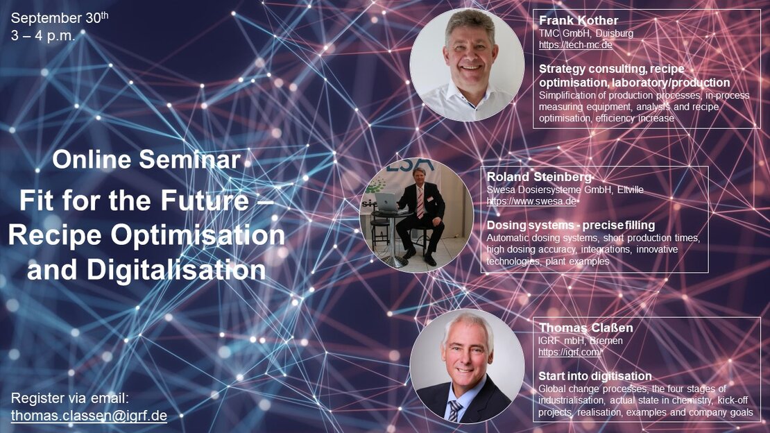 Fit for the Future - Recipe Optimisation and Digitalisation